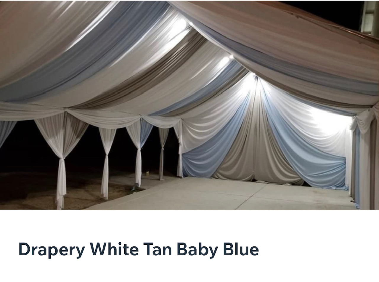 Drapery White Tan Baby Blue