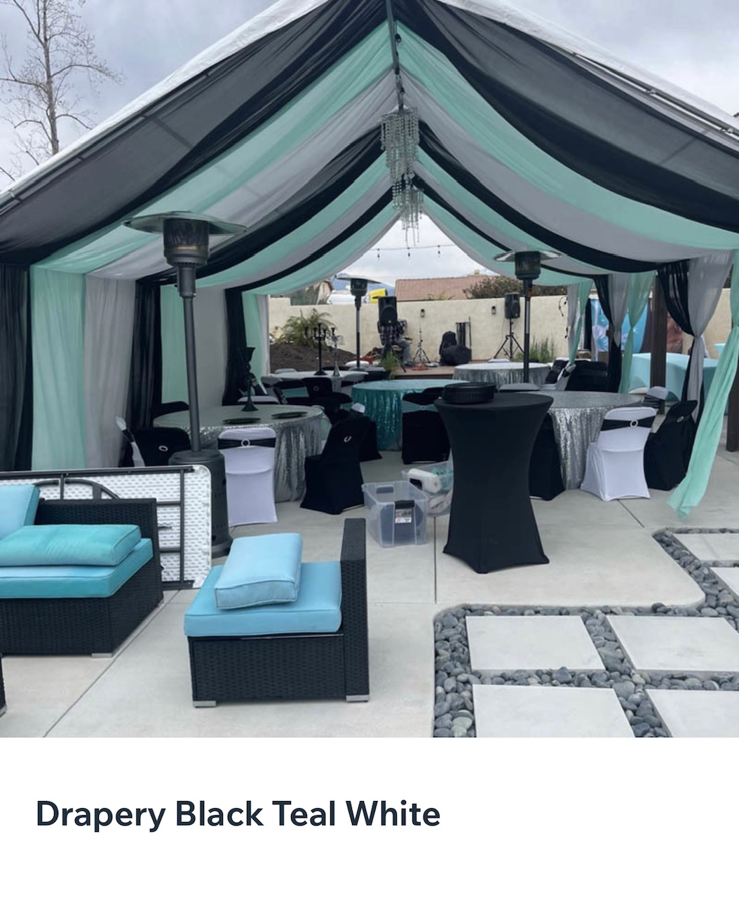 Drapery Black Teal White