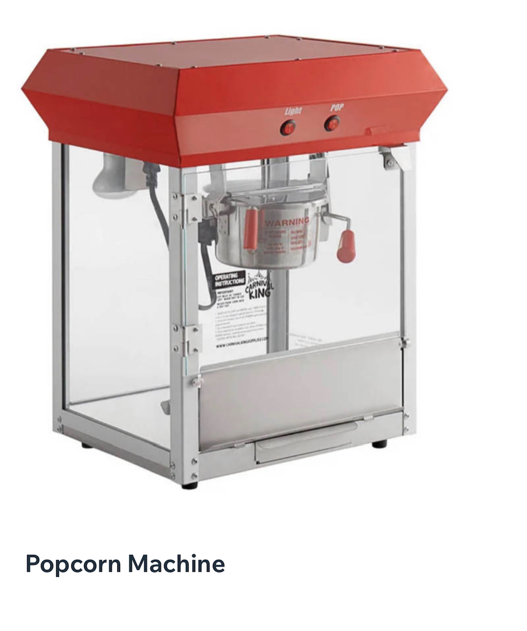 Table Top Popcorn Machine